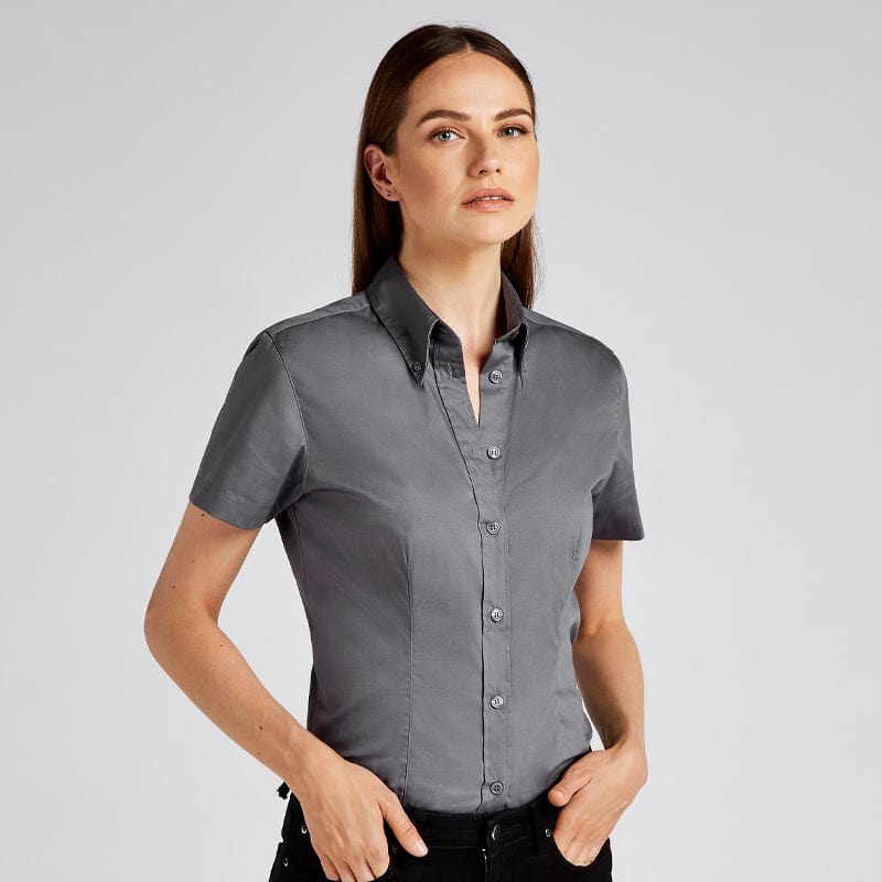 women s corporate oxford blouse short sleeved kk701