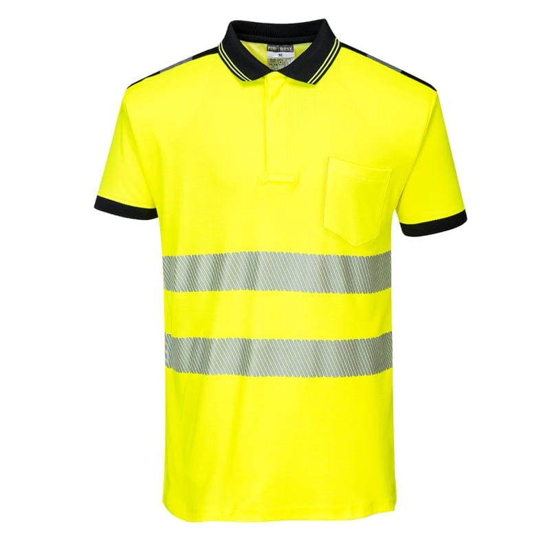 yellow black cotton hi vis tee