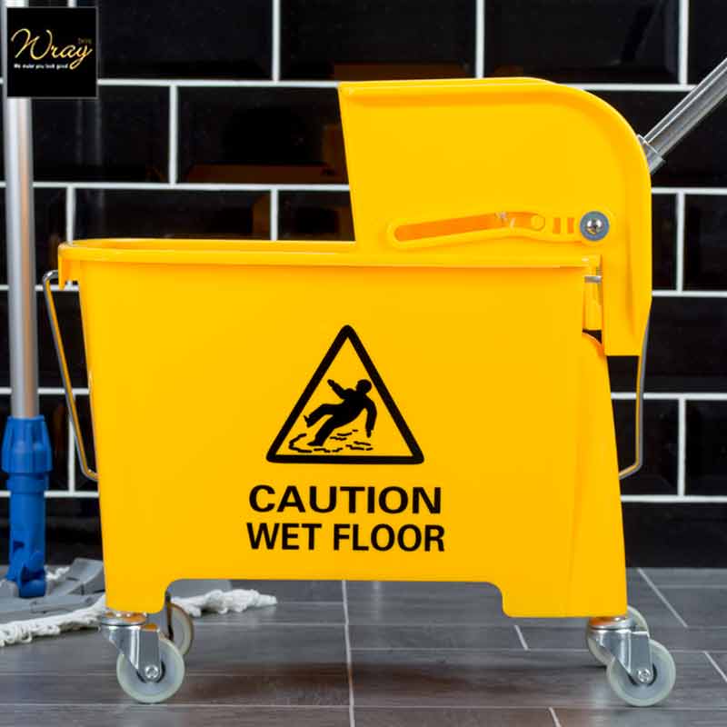 yellow flat mop bucket