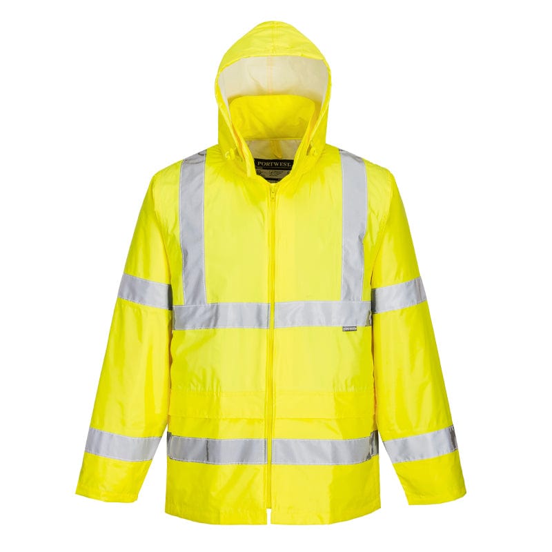 yellow hi vis rain jacket