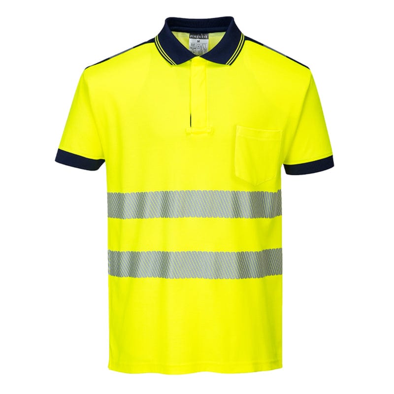 yellow navy reflective polo