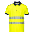 yellow navy reflective polo