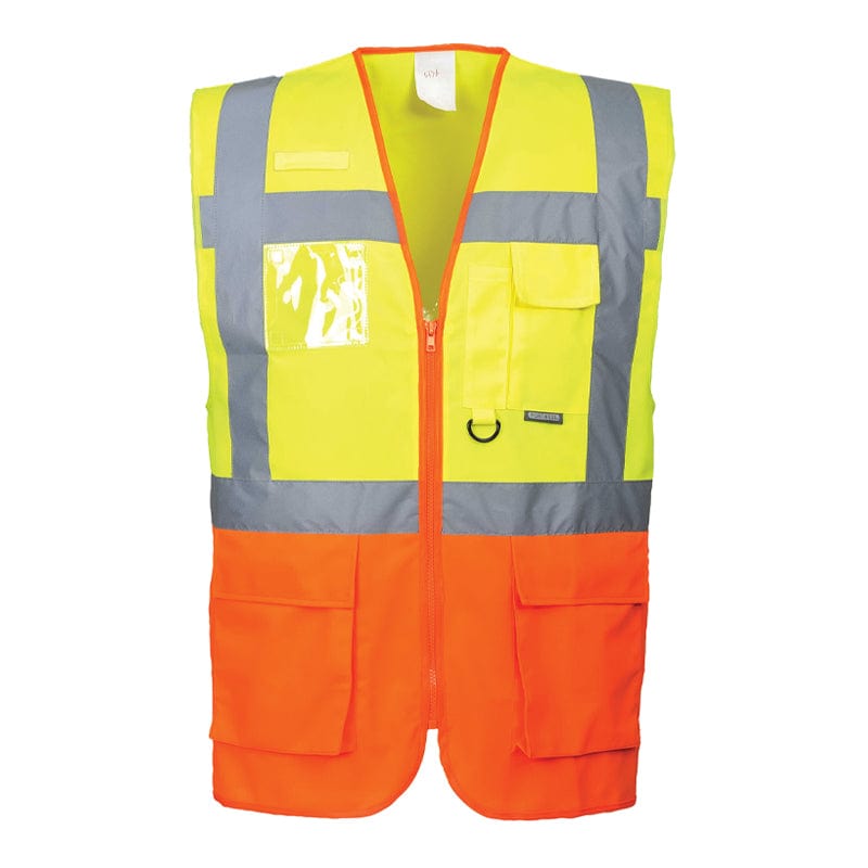 yellow orange two tone hi vis vest