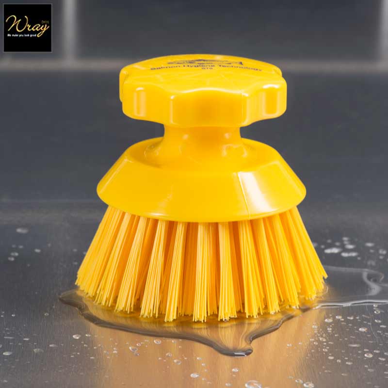 yellow round hand scrubbing brush